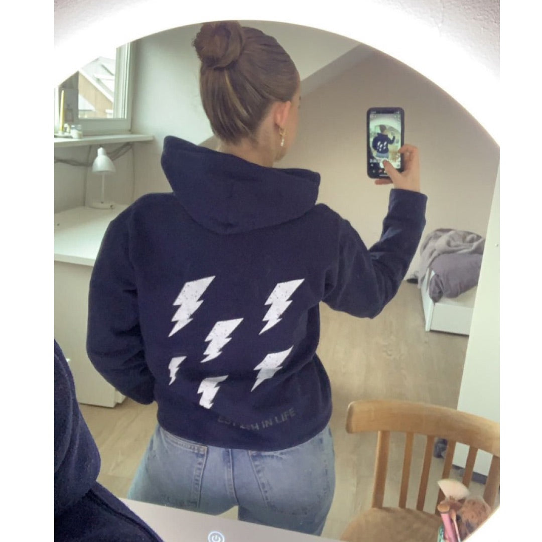 De navy bliksem hoodie